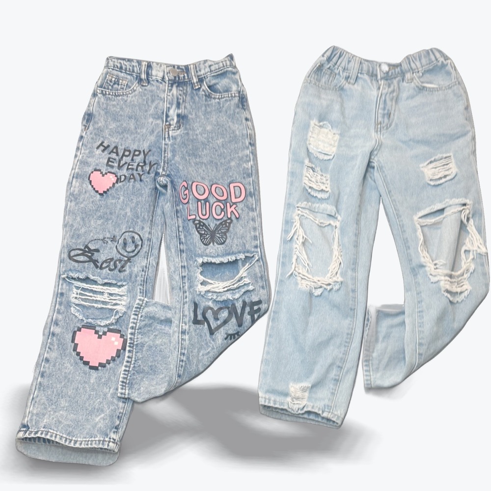 Kids Ripped Jeans Bundle - Graphic Design Jeans - Distressed Denim